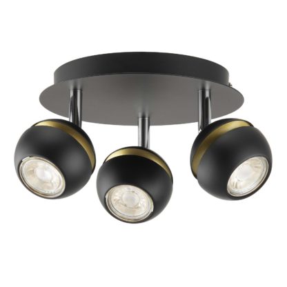 An Image of Austin 3 Lamp Spotlight Plate - Black & Gold