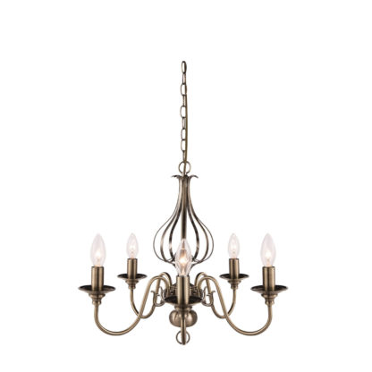 An Image of Piper 5 Light Antique Brass Pendant