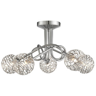 An Image of Iluka 5 Light Twist Ceiling Fitting - Chrome