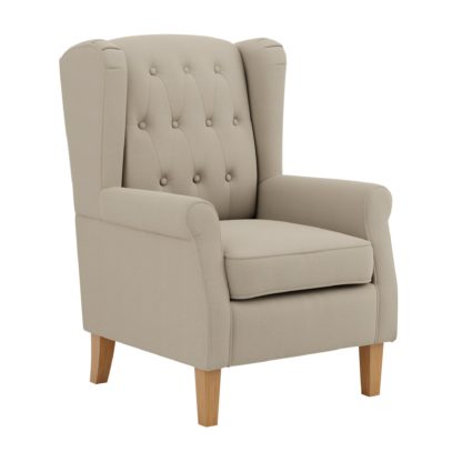 An Image of Oswald Button Back Faux Wool Armchair Grey