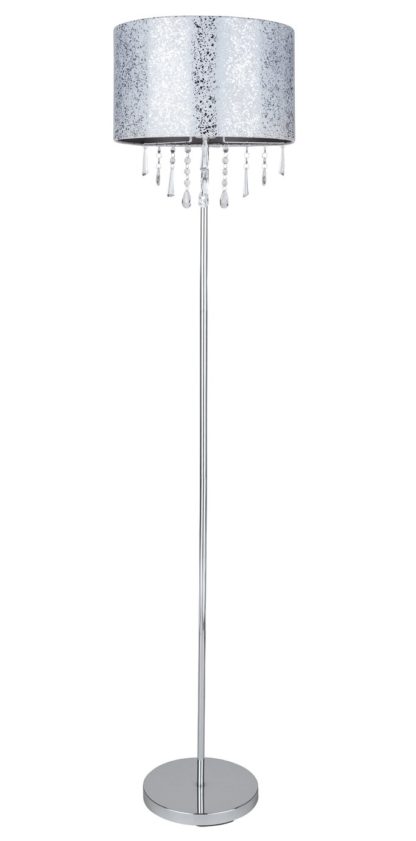 An Image of Argos Home Beaded Stick Floor Lamp - Suede and Silver Foil