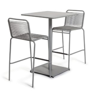 An Image of Habitat Ipanema 2 Seater Bar Bistro - Grey