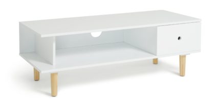 An Image of Habitat Cato 1 Drawer TV Stand - White