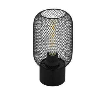 An Image of EGLO Wrington Black Steel Mesh Shade Table Lamp