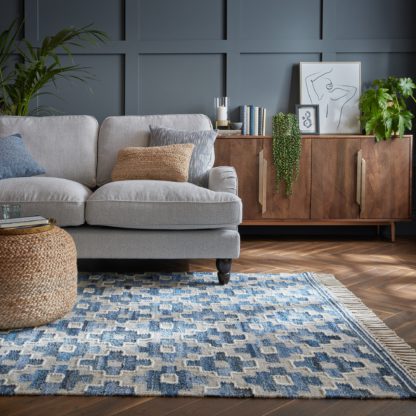 An Image of Jonah Denim Mix Rug Denim Blue