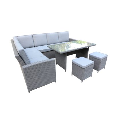 An Image of Berlin 7 Seater Grey Sofa Set Grey