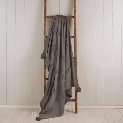 An Image of Grey Polka Tufted Throw Grey