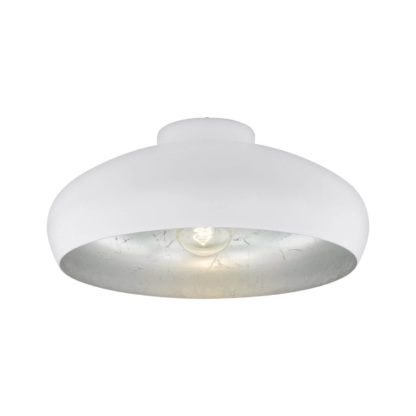 An Image of Eglo Mogano Flush Light - White & Silver