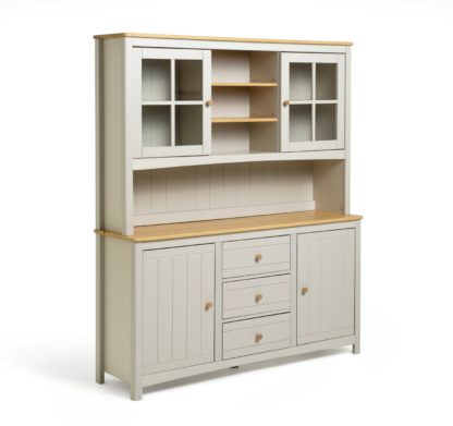 An Image of Habitat Bournemouth 4 Door 3 Drawer Sideboard -Light Grey