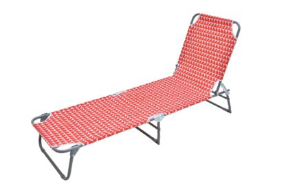 An Image of Habitat Metal Folding Sun Lounger - Geo Orange