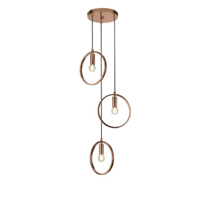 An Image of Durras 3 Light Ring Detail Pendant Light - Rose Gold