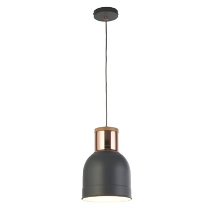 An Image of Barham 1 Light Pendant Light - Matt Grey and Copper