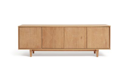 An Image of Habitat Grooved Storage 4 Door Sideboard - Pine