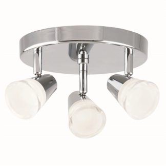 An Image of Rhea 3 lamp spotlight, plate, polished chrome