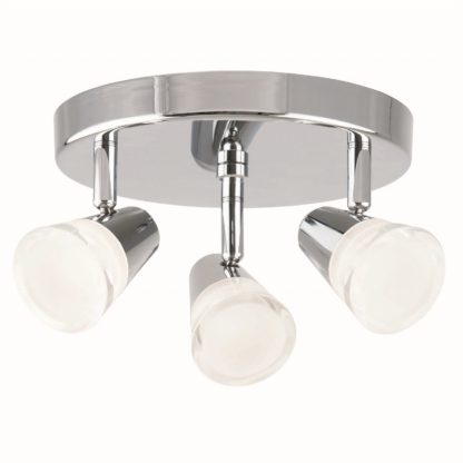 An Image of Rhea 3 lamp spotlight, plate, polished chrome