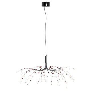 An Image of Red and Clear 8 Light Ceiling Light