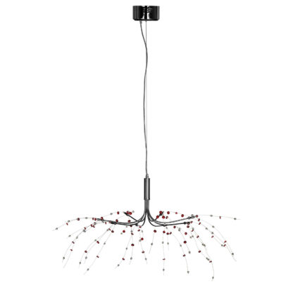 An Image of Red and Clear 8 Light Ceiling Light