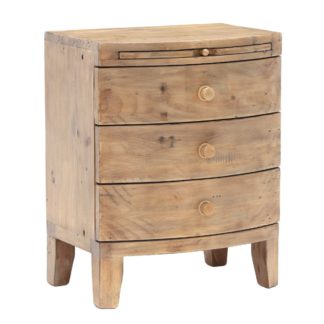 An Image of Lewes Reclaimed Wood 3 Drawer Wide Bedside, Wheat