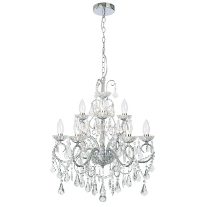 An Image of Vela 9 Light Bath Chandelier - Chrome