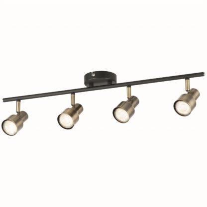 An Image of Noah 4 Lamp Spotlight, Plate, Black/Antique Brass