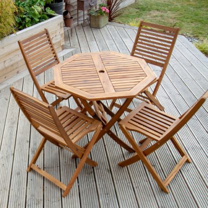 An Image of Octagonal 4 Seater Dining Set Natural