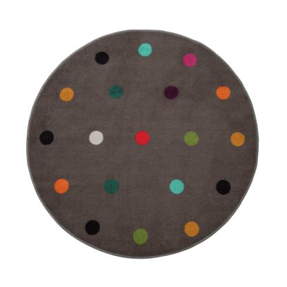 An Image of Habitat Multi Spot Circle Rug - 100x100cm - Multicoloured