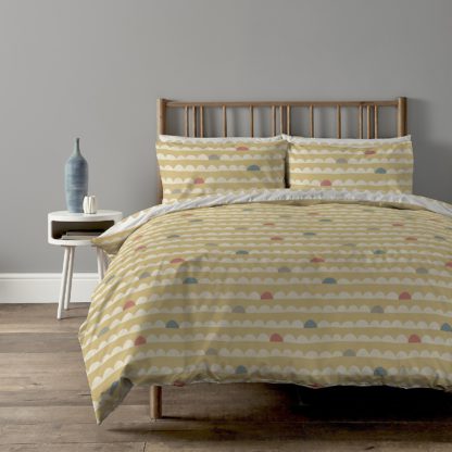 An Image of Copenhagen Home Scandi Waves Reversible Bedset - Double - Ochre