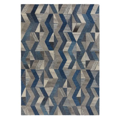 An Image of Asher Rug Blue and Grey