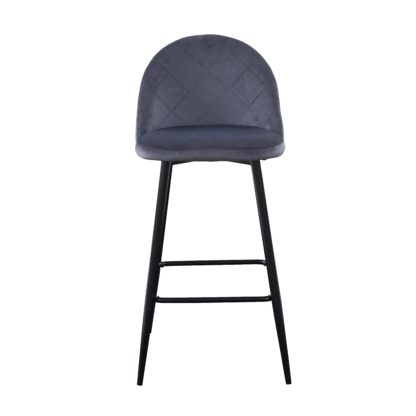 An Image of Habitat Imogen Quilted Fabric Bar Stool - Grey