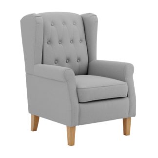 An Image of Oswald Button Back Faux Wool Armchair Grey