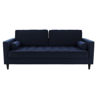 An Image of Zoe Velvet 3 Seater Sofa Luxe Navy