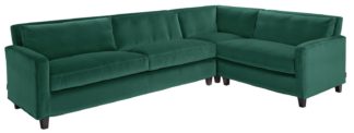 An Image of Habitat Chester Left Corner Velvet Sofa - Emerald Green