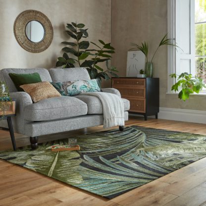 An Image of Jungle Palm Chenille Rug Green