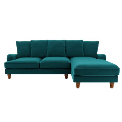 An Image of Beatrice Scatter Back Velvet Left Hand Corner Sofa Bottle (Green)