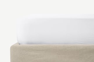 An Image of Hylia Washed Cotton Satin Fitted Sheet, King, White