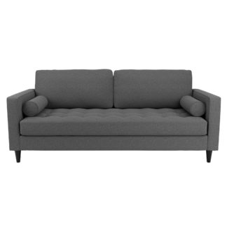 An Image of Zoe Flat Weave 3 Seater Sofa Charcoal