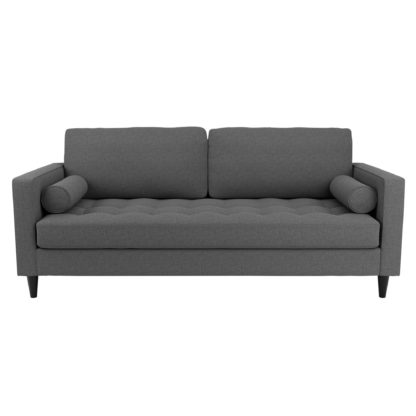 An Image of Zoe Flat Weave 3 Seater Sofa Charcoal