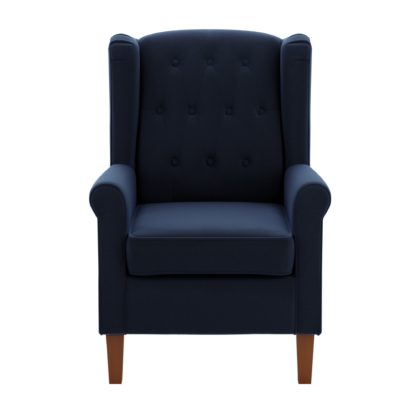 An Image of Oswald Button Back Velvet Armchair Grey