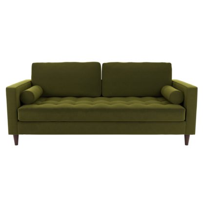 An Image of Zoe Velvet 3 Seater Sofa Luxe Navy