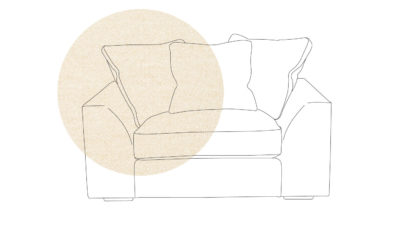 An Image of Heal's Cumulus Loveseat Cotton Grain Black Feet