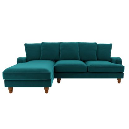 An Image of Beatrice Scatter Back Velvet Left Hand Corner Sofa Bottle (Green)