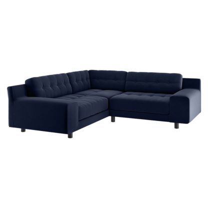 An Image of Habitat Hendricks Right Corner Velvet Chaise - Navy Blue