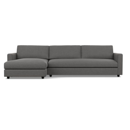 An Image of Heal's Nimbus II 4 Seater Corner Chaise LHF Brushed Cotton Cadet Black Feet