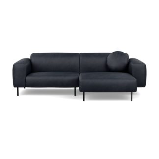 An Image of Heal's Luna Right Hand Facing Corner Chaise Sofa Luxury Leather Anthracite