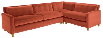 An Image of Habitat Chester Left Corner Velvet Sofa - Orange