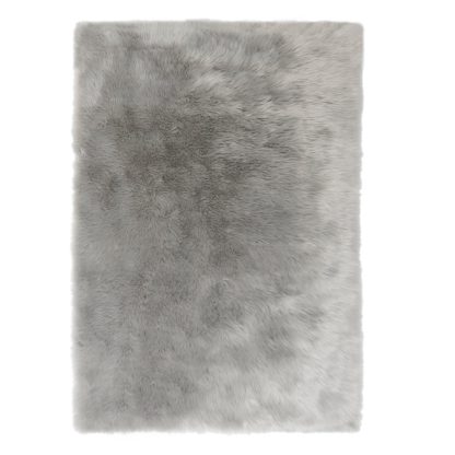 An Image of Faux Fur Grey Sheepskin Rug Grey