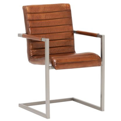 An Image of Brutus Chair, Vintage Leather Dining Chair, Light Brown