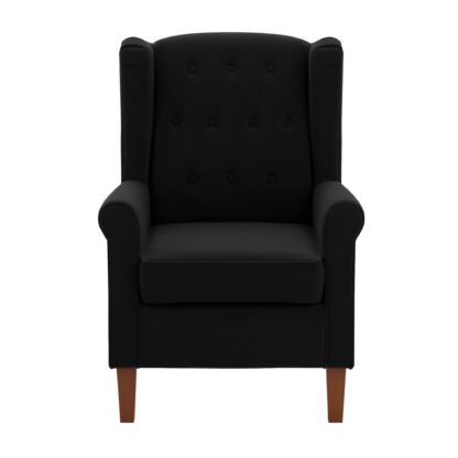 An Image of Oswald Button Back Velvet Armchair Grey