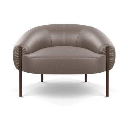 An Image of Heal's Isola Armchair Daino Leather Elephant Grey Black Feet