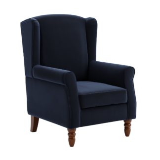 An Image of Oswald Wingback Armchair Velvet Luxe Navy